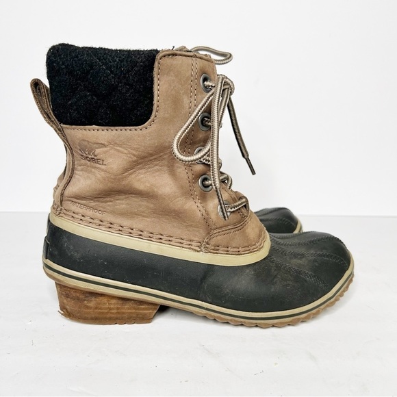 Sorel Slimpack III Lace Snow Boot Winter Insulated Tan Leather Size 7.5 Women’s - Picture 1 of 6